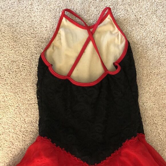 Women’s XS Black & Red Spanish practice ice skating dress kid’s 12/14 - Picture 7 of 10